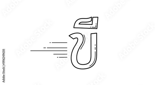 Thai Alphabet Character 'Yo Yak' with Speed Lines, Hand-Drawn Style