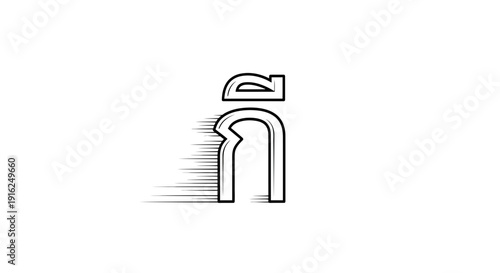 Thai Alphabet Character ก (Ko Kai) with Motion Blur Effect