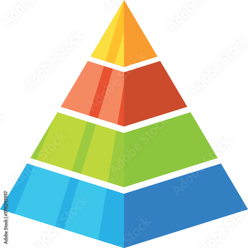 3d pyramid color layers. Visual structure data chart