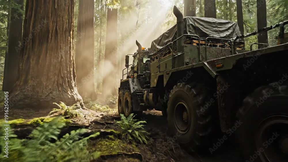 custom made wallpaper toronto digitalHeavy duty military truck drives through a dense forest