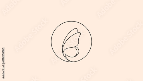 Elegant single line butterfly wing logo design.