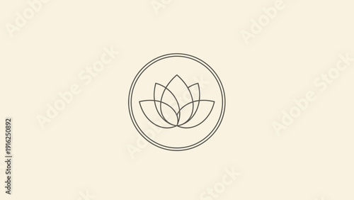 Elegant Lotus Flower Emblem in Circular Frame.