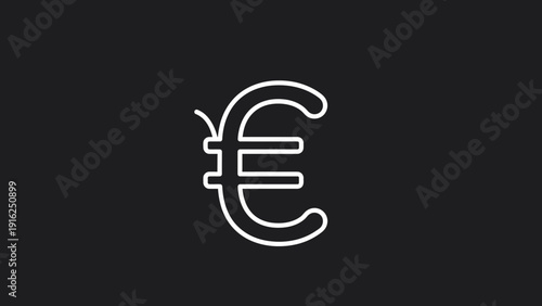 Elegant Euro Symbol Outline on Dark Background.