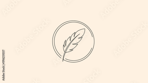 Elegant Feather Emblem Inside a Circle.