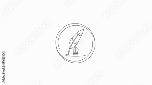 Elegant Quill Pen and Inkwell Emblem for Writing and Creativity.