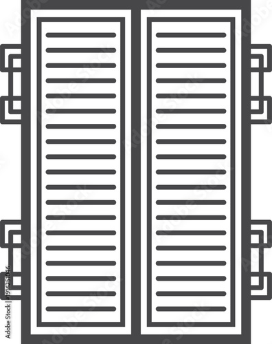 Closed shutters. Black window wooden element icon