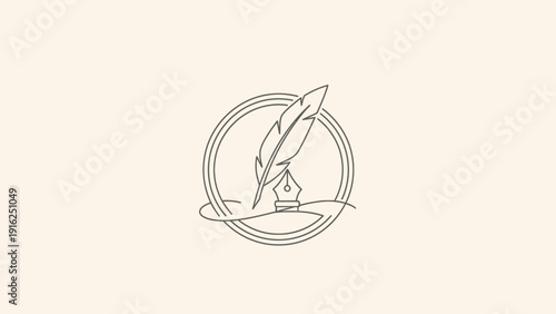 Elegant Quill Pen and Inkwell Emblem for Writing and Creativity.