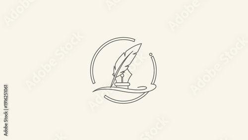 Elegant Quill Pen and Inkwell Emblem for Writing and Creativity.