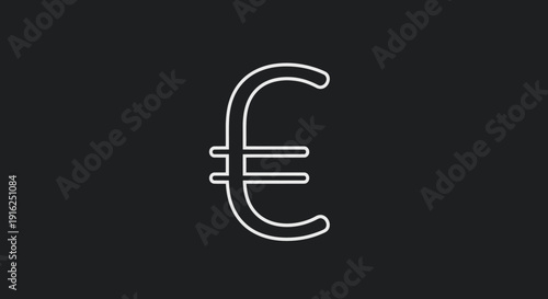 Euro Currency Symbol Outline Graphic Design.