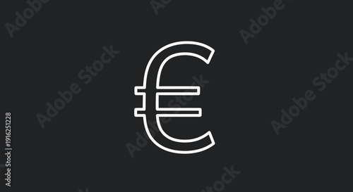 Euro Currency Symbol Outline Graphic Illustration.