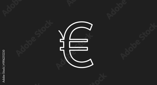 Euro Currency Symbol Outline Graphic Element.