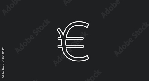 Euro Currency Symbol Outline on Dark Background.