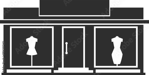Clothes shop black icon. Tailor boutique facade