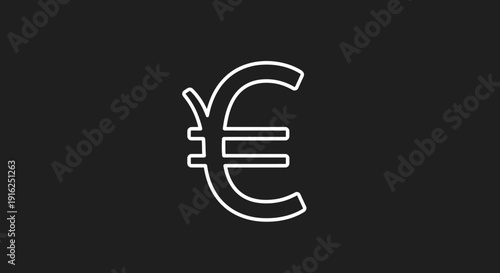 Euro Currency Symbol Outline on Dark Background.