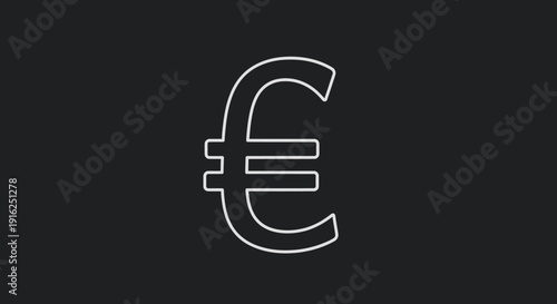 Euro Currency Symbol Outline on Dark Background.