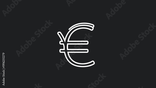 Euro Currency Symbol Outline on Dark Background.