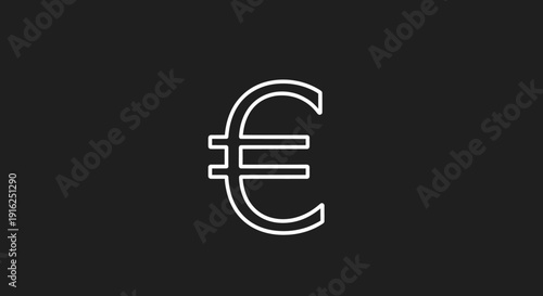 Euro Currency Symbol Outline on Dark Background.