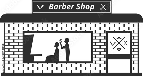 Barber shop black icon. Beauty salon front