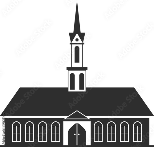 City hall black icon. Town building facade