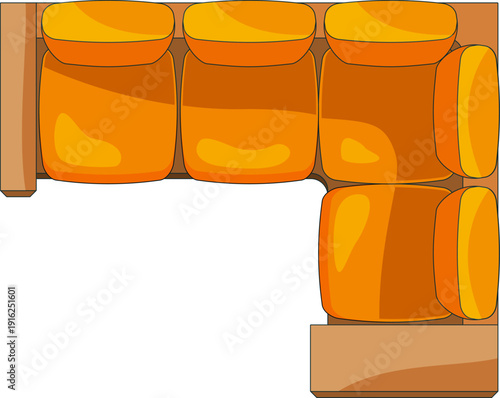 Sofa corner top view. Soft cushions seat