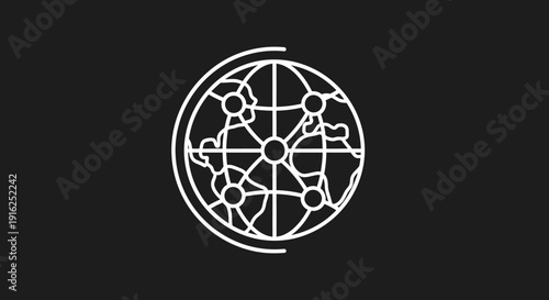 Global Network Connections and Worldwide Communication Icon.
