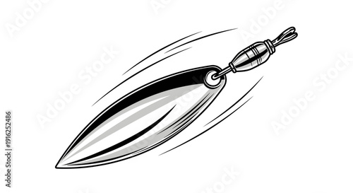 Spinning Fishing Lure, Metal Spoon Lure for Angling, Dynamic Motion Illustration