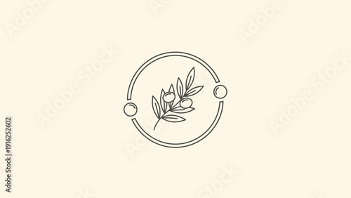 Minimalist Olive Branch Emblem with Subtle Details.