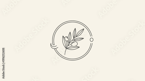 Minimalist Olive Branch Emblem with Subtle Geometric Accents.