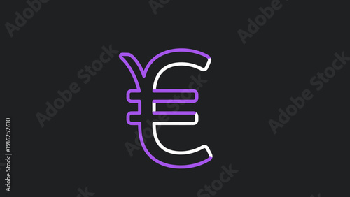 Glowing Euro Yen Currency Symbol Neon Light Illustration.