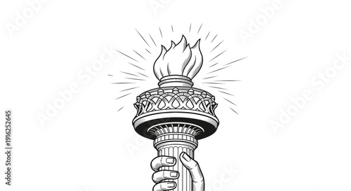 Statue of Liberty Torch Hand Drawn Illustration