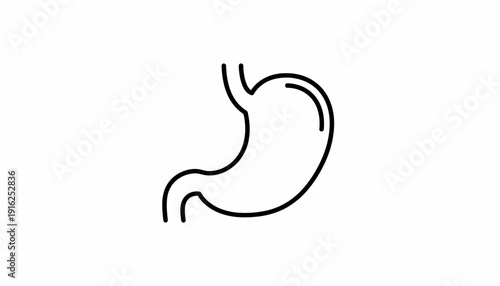 Stomach icon, simple outline drawing of human organ, medical symbol, health care concept