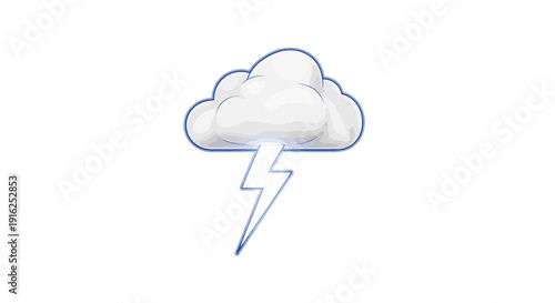 Storm Cloud with Lightning Bolt Icon, Weather Symbol, Thunderstorm Graphic