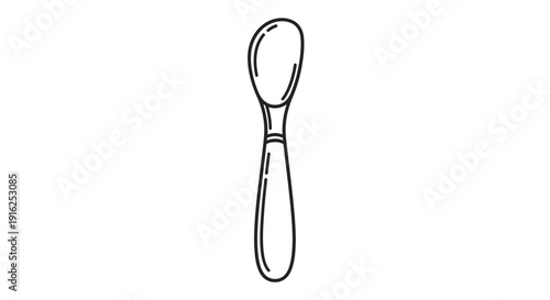 Simple line drawing of a spoon, minimalist kitchen utensil icon, clean design