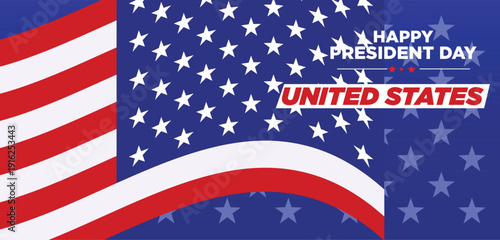 Happy Presidents Day with stars and ribbon. Vector illustration Hand drawn text lettering for Presidents day in USA. Script. Calligraphic design for print greetings card, sale banner, poster. Colorful