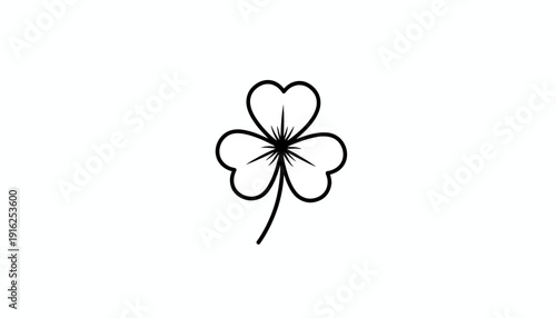 Simple Black Outline Shamrock Clover Leaf Icon, Symbol of Luck and St. Patrick's Day