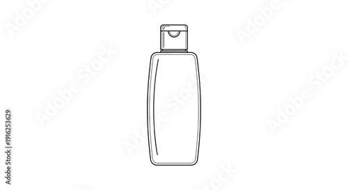 Simple Line Art Bottle Icon, Minimalist Design, Isolated on White Background