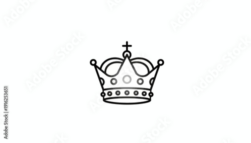 Simple Line Art Crown Icon, Royal Symbol, Minimalist Design, King Queen Symbol