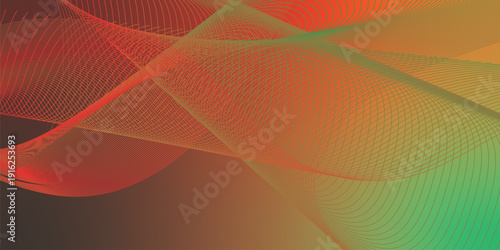 Bisque  maroon and green abstract shape grainy gradient background with black backdrop and noisy texture for wide banner poster and header design