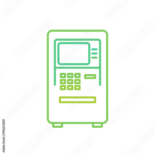 Automated teller machine ATM icon for cash withdrawal and banking services in flat outline.