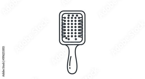 Simple Line Art Icon of a Paddle Hair Brush for Styling and Grooming
