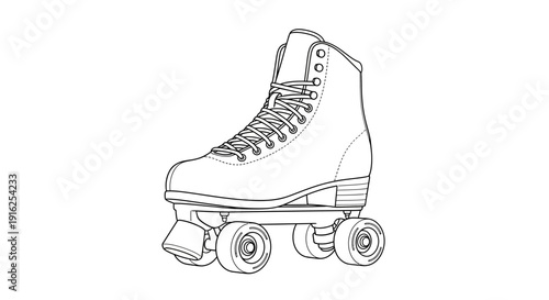 Retro Roller Skate Line Art Illustration
