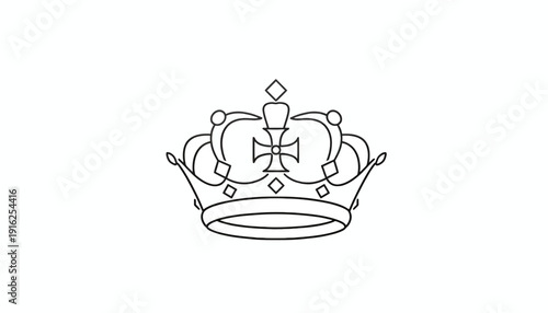 Royal Crown Emblem Icon - Minimalist Line Art Symbol of Royalty and Power