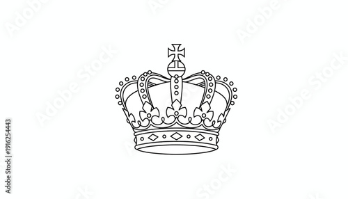 Royal Crown Emblem Outline Vector Illustration