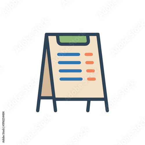 Sidewalk menu board icon for retail promotion and restaurant daily special displays.