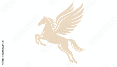 Pegasus Mythical Winged Horse Silhouette, Elegant Beige Creature Flying