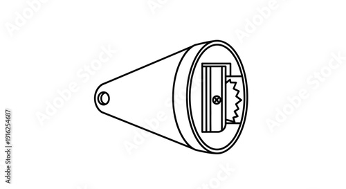 Pencil Sharpener Icon, Simple Line Drawing, Isolated on White Background
