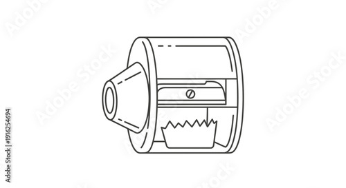 Pencil Sharpener Line Art Icon: Simple Drawing of a Manual Sharpener for Pencils