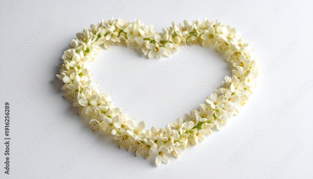 Obraz premium Heart Shaped Floral Arrangement on White Background.