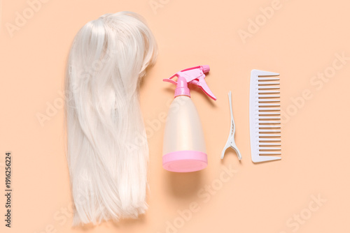 White wig with hair clip, c...