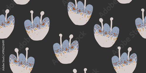 Whimsical Hand-Drawn Floral Pattern with Speckled Texture